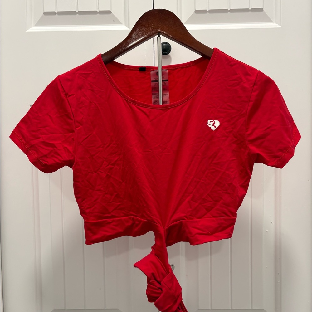 Chic Red Tie-Front Crop Top